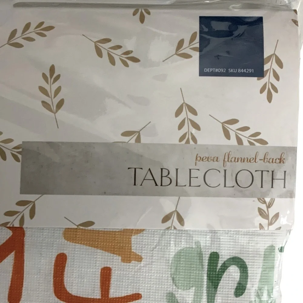 Harvest Homes Tablecloth Thanksgiving Indoor Outdoor Multicolor Square 52 in